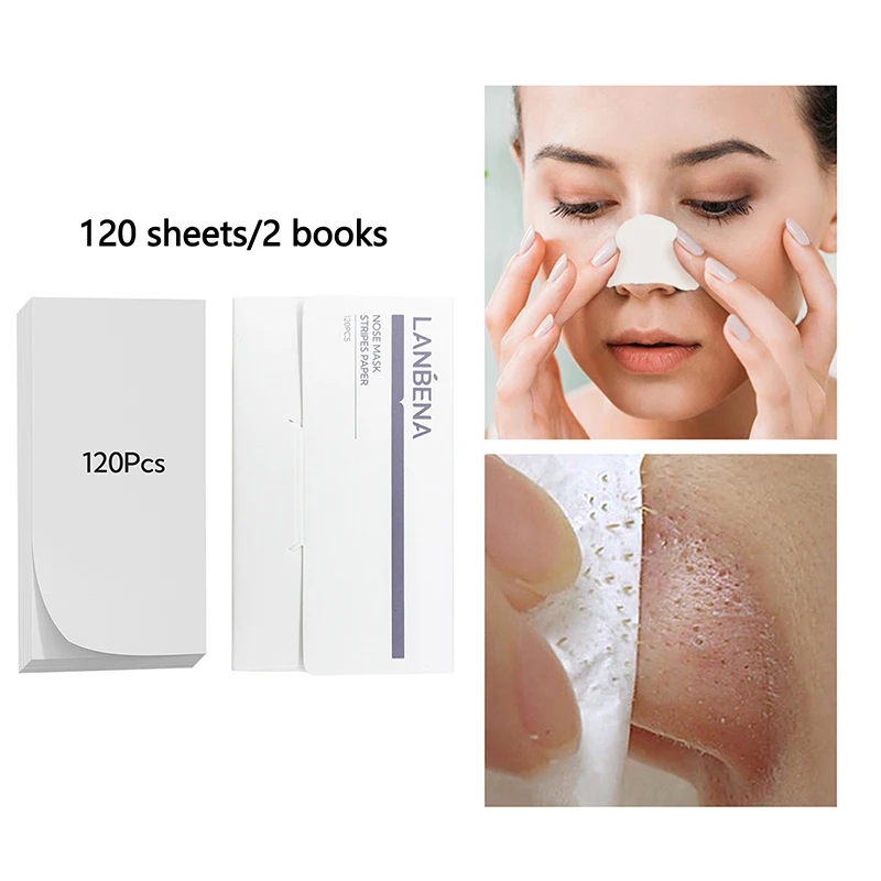 120 قطعة من شرائط إزالة الرؤوس السوداء، أقنعة تنظيف المسام النباتية لحب الشباب والنقاط السوداء، علاج قناع الطين المقشر