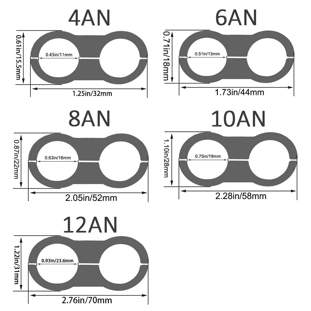 4Pcs Universal Hose Separator Clamp Fitting 4AN 6AN 8AN 10AN 12AN Aluminum Adapter For 3/8