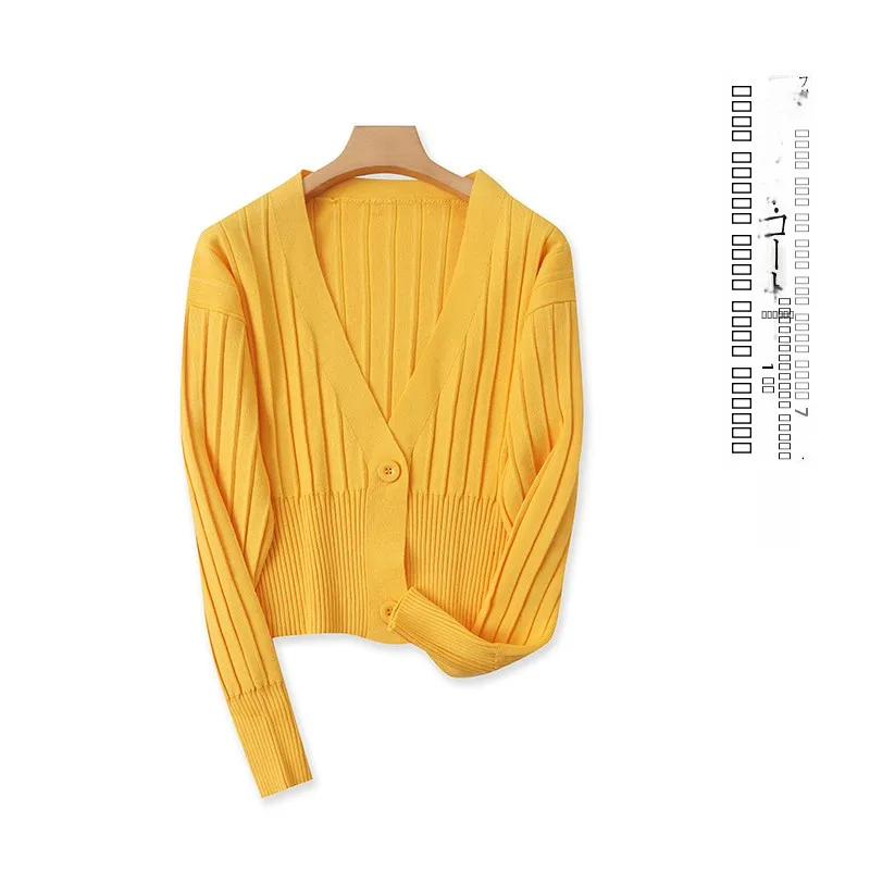 

Faionable V-Ne Long Sve ort Knit Sweater Single Button Cardigan Spring Autumn New Sle Women's Anti-Aging Clothing