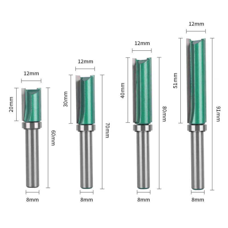 PTA-broca con patrón de vástago de 8MM, D12MM, fresadora de carpintería para madera, fresa de carburo, fresa de extremo