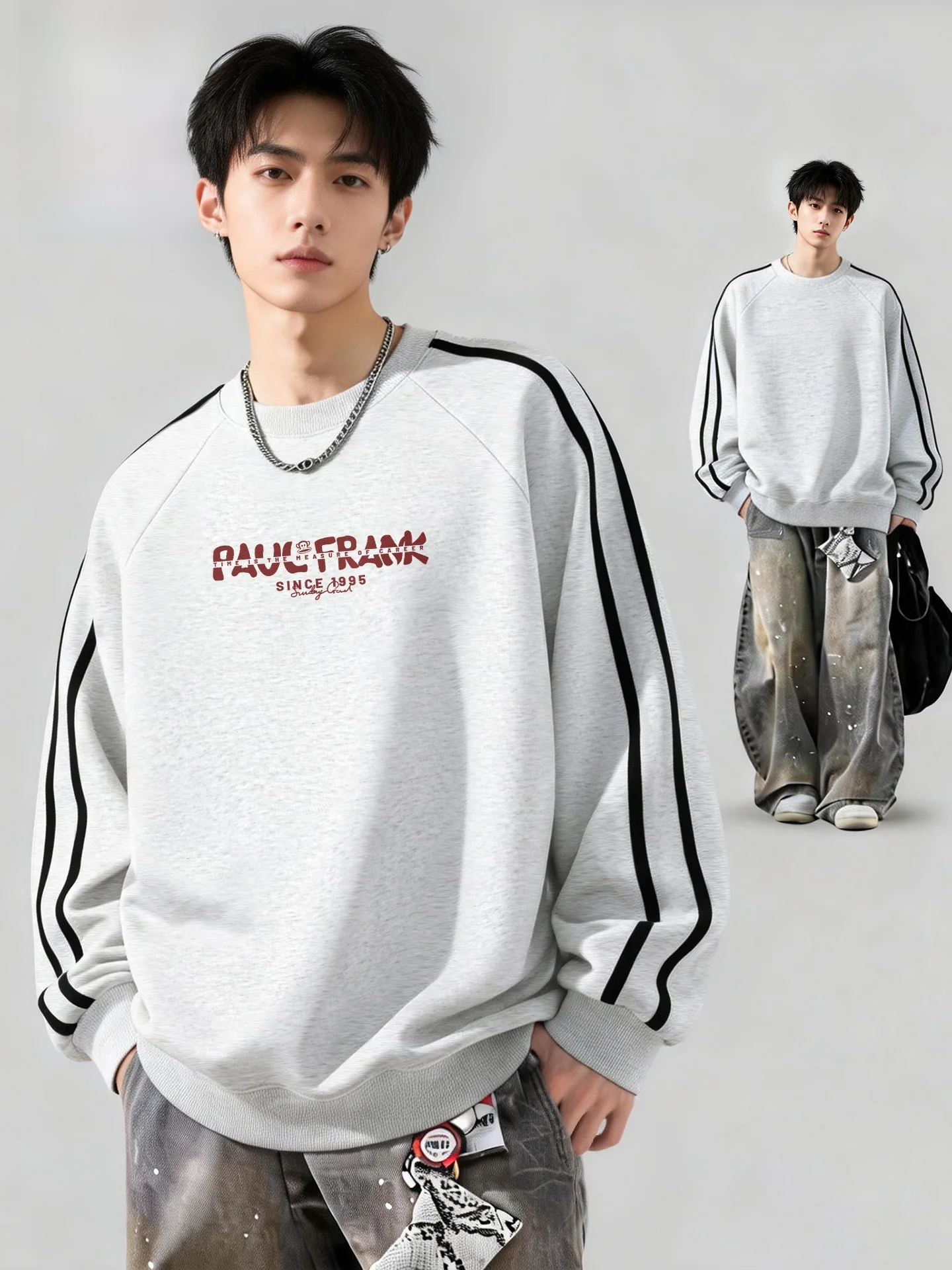 

Худи с круглым вырезом, повседневные, свободного кроя, с длинными рукавами, из смесового хлопка и полиэстера, для весны и осени, в уличном стиле, хип-хоп, Pri...