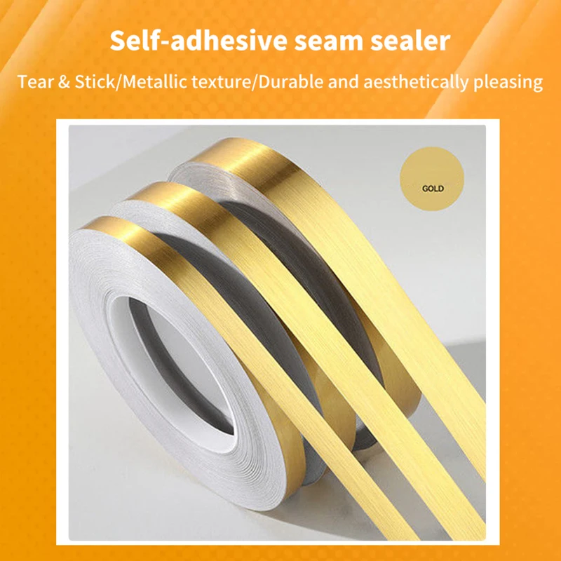 50m/Rolle Schwarz gold Silber Boden kante wasserdichte Naht Wanda uf kleber Wand spalt Decke Wohnkultur selbst klebendes Fliesen band
