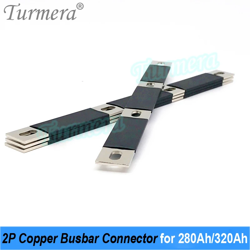 Turmera 2P Busbar cobre 12V Lifepo4 batería conector agujero a agujero 74mm uso en 12,8 V 24V 48V 280Ah 310Ah 320Ah batería Lifepo4