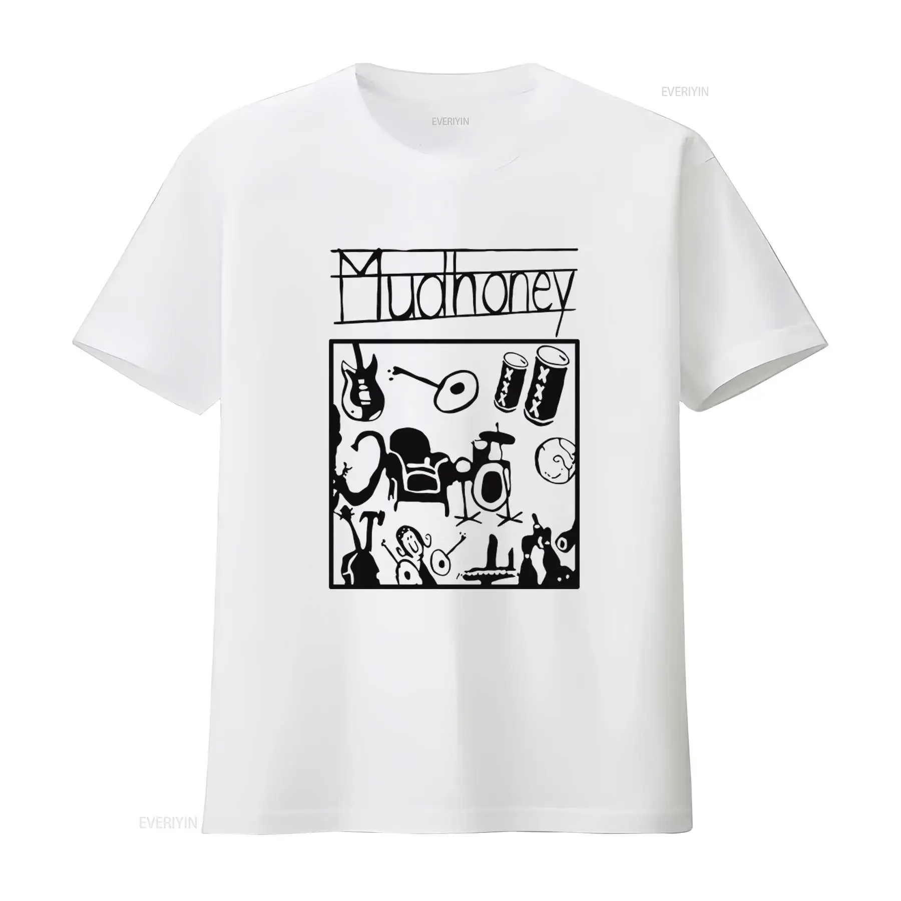 Mudhoney Limited Edition Band Rock Grunge Instruments Pattern T Shirt Top vintage Washed streetwear fashion