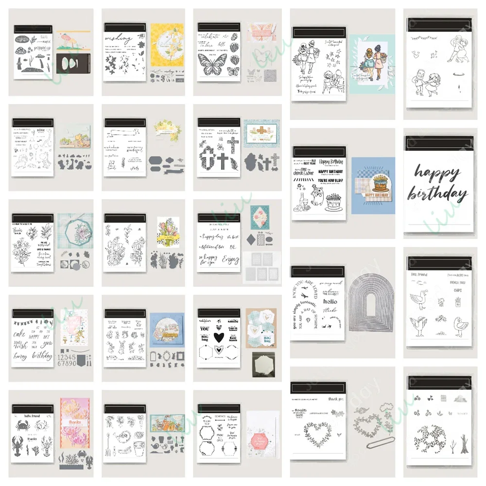 

Happy Birthday for DIY Greeting Scrapbooking Metal Cutting Dies Craft Emboss Decorate Molds Crab Butterfly Grass New Best Seller