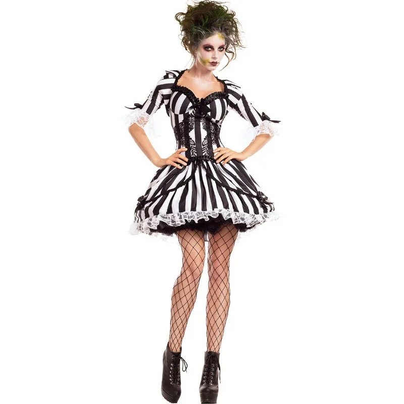 Halloween Cosplay Sexy Zombie Ghost Evil Clown Kostuums Feestjurk Volwassen Uniformen Vrouwelijke Prestaties Stadium Joker Kleding