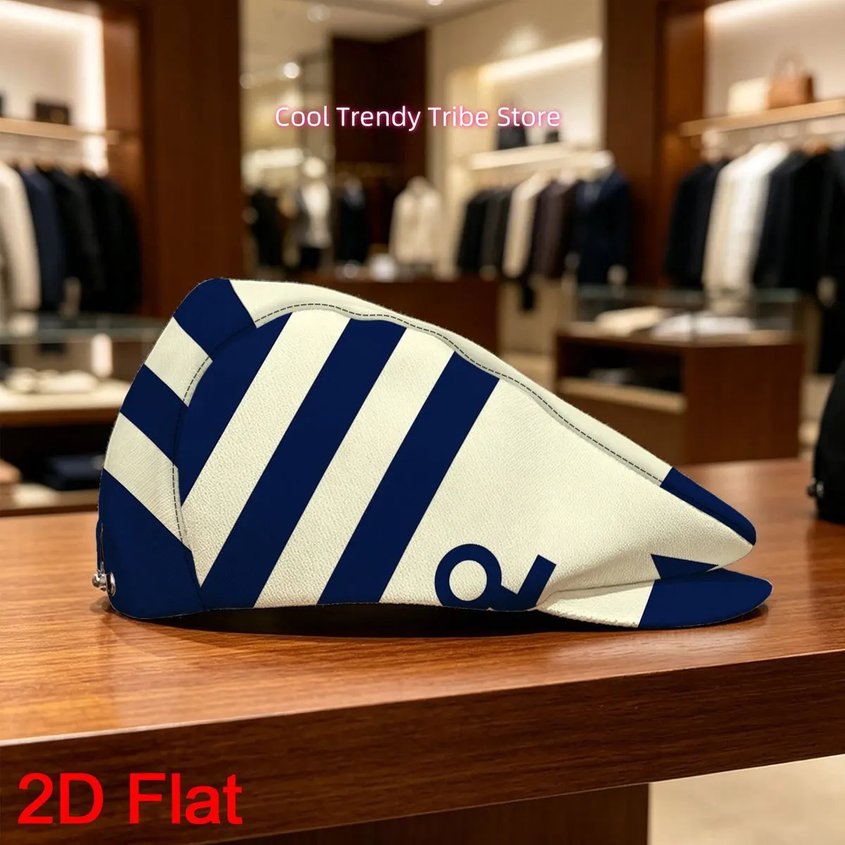 1pc 2D Flat with Nautical Anchor Striped Background Print Adjustable Flat Cap Vintage Gentleman'S Hat Men Beret Hat Forward Cap