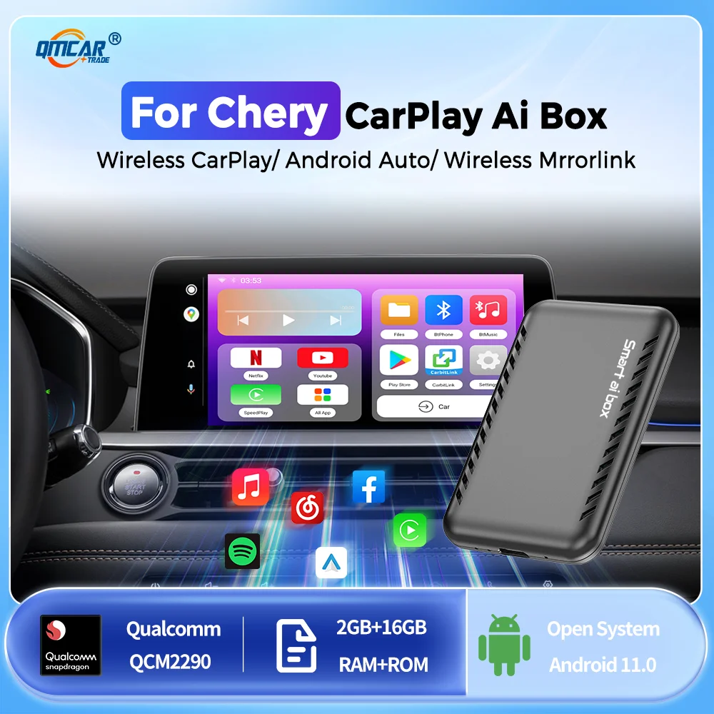 Carplay Ai Box Android 11 magiczne pudełko Android Auto bezprzewodowy Carplay Adapter QCM2290 dla Chery Tiggo 2 3 4 5 8 Arrizo 5 6 7