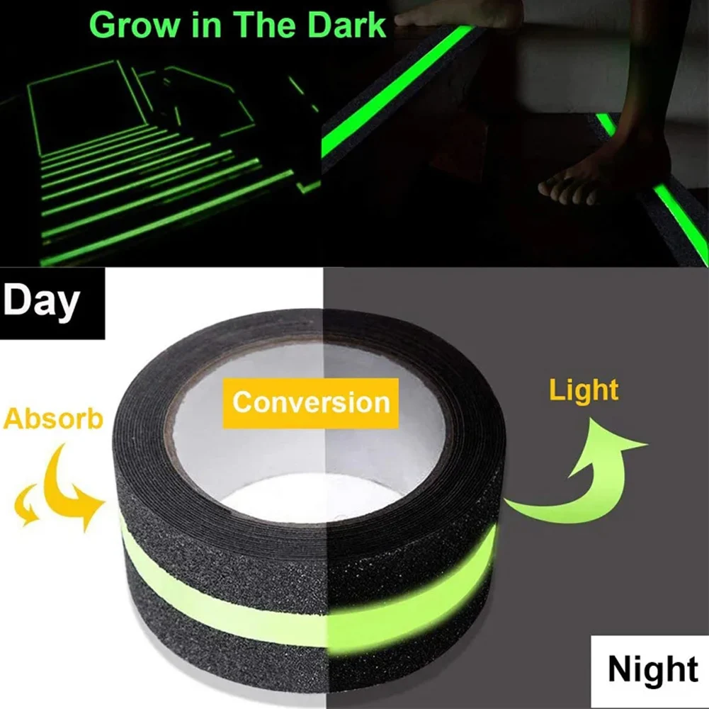 5CM X 5/2M Anti Slip Traction Tape Glow In Dark Green Stripe Friction Abrasive Stair Step Anti-slip Strips Anti-slip Tape