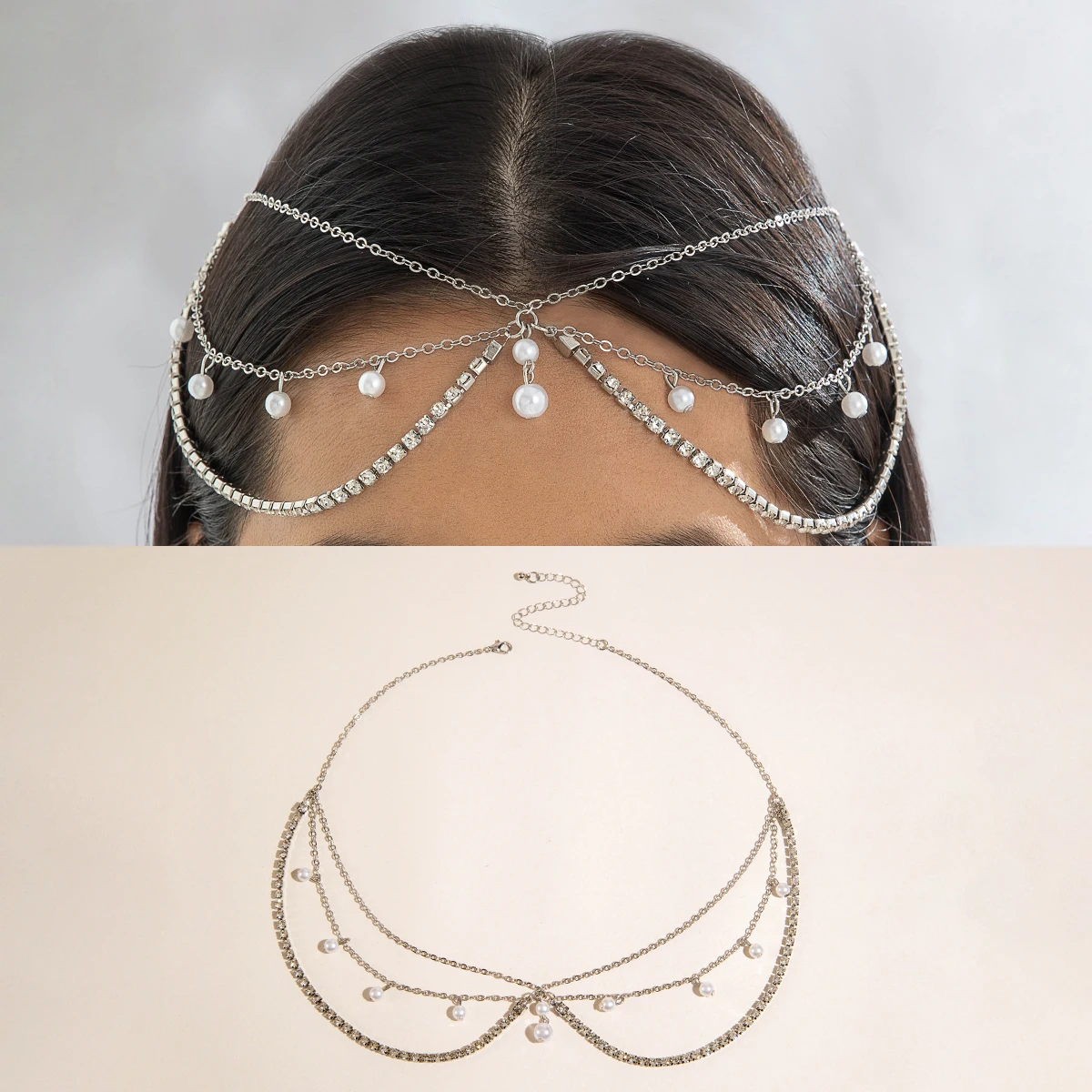 Tocona Bohemian Girl's Hair Band Tassel Alloy Wave Pearl Round Multi-layer Wedding Supplies Women's Hair Accessories 28491