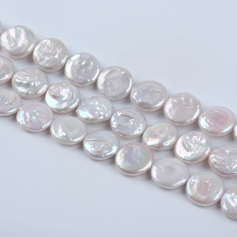 

18-20mm Coin Shape Freshwater Pearl Wholesale White Coin Pearl Strand