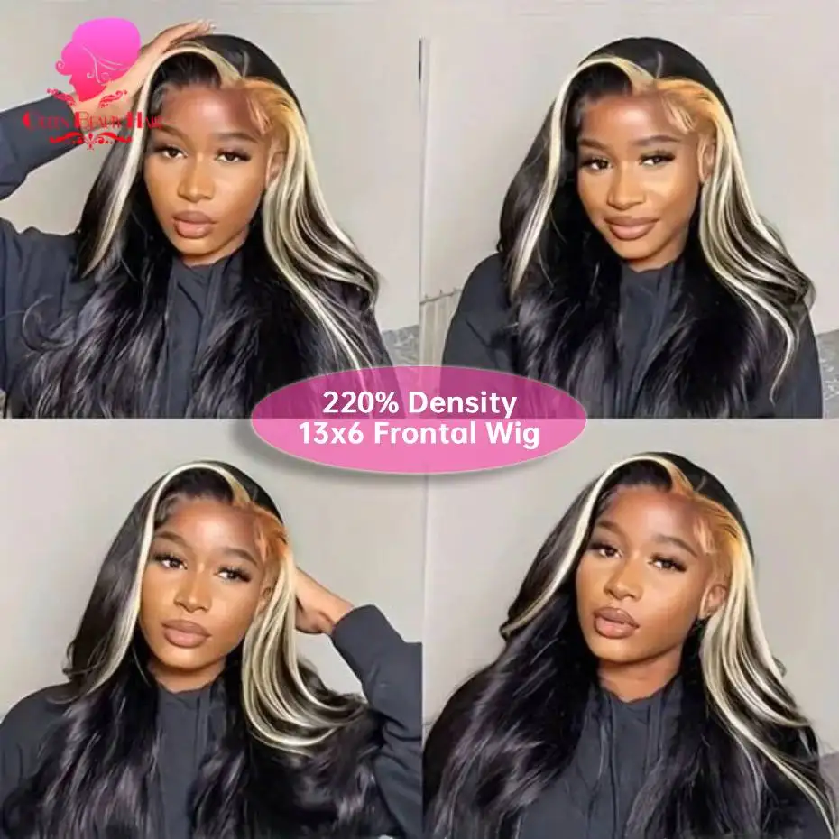 13x4 13x6 1B 613 Skunk Stripe Perücken Lace Frontal Perücke Brasilianische Körperwelle Lace Front Perücken Blonde Highlight Farbige Echthaarperücken – Detail 7