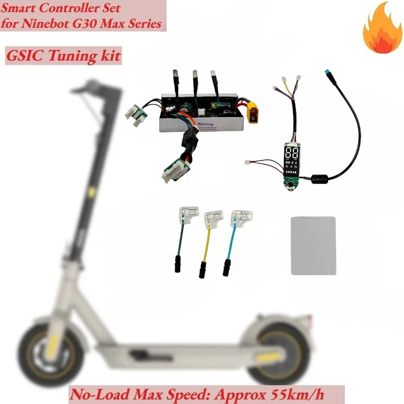 Controller Kit for Ninebot G30 MAX Series, 1200W 24V-63V, GSIC APP, Dashboard + Cables 3-Speed Unlockable, Motor Self-Learning