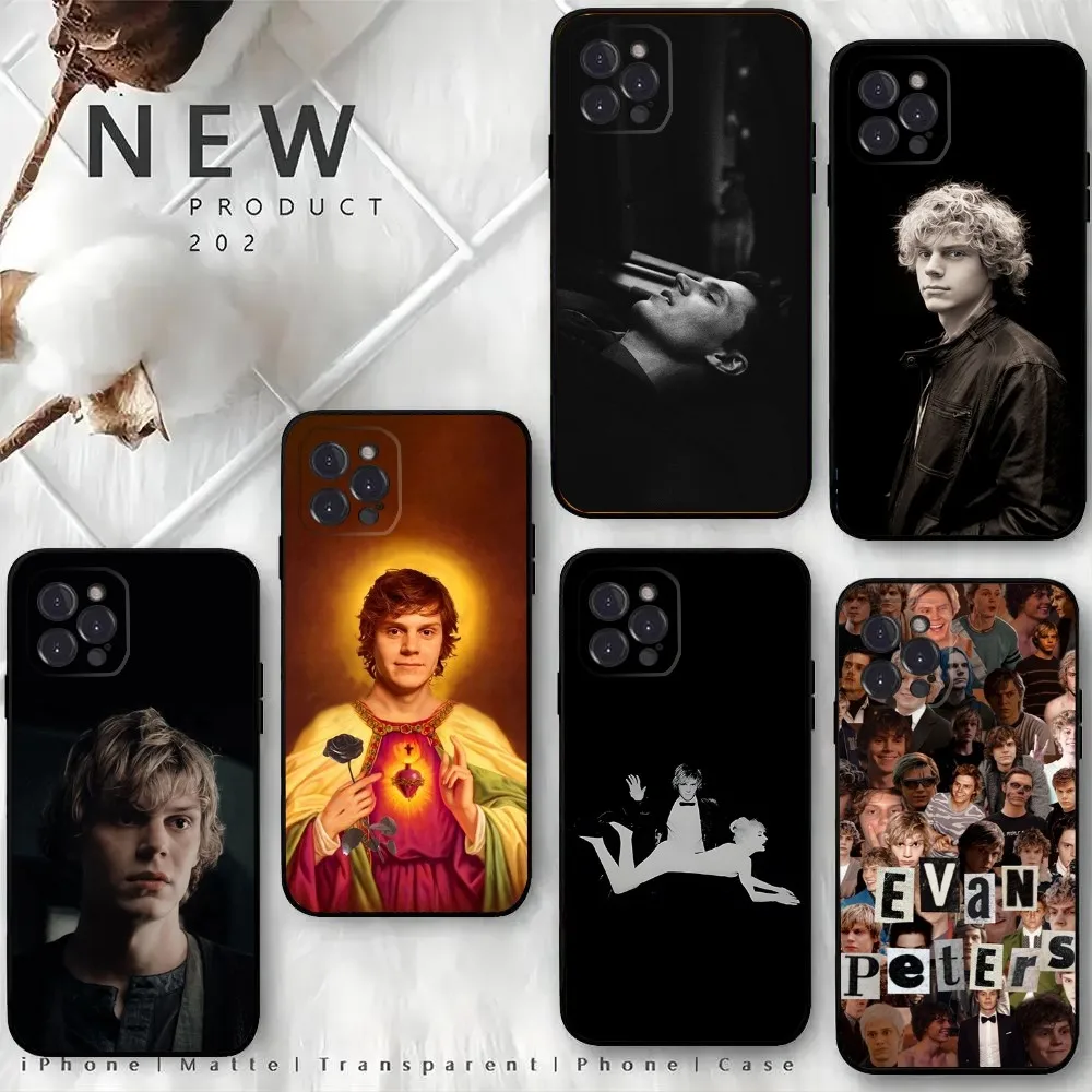 E-Evan Peters Phone Case For iPhone15,14,13,12 Mini 11 Pro XR,X,XS,MAX 6S,7,8 Plus Silicone Cover Soft Black