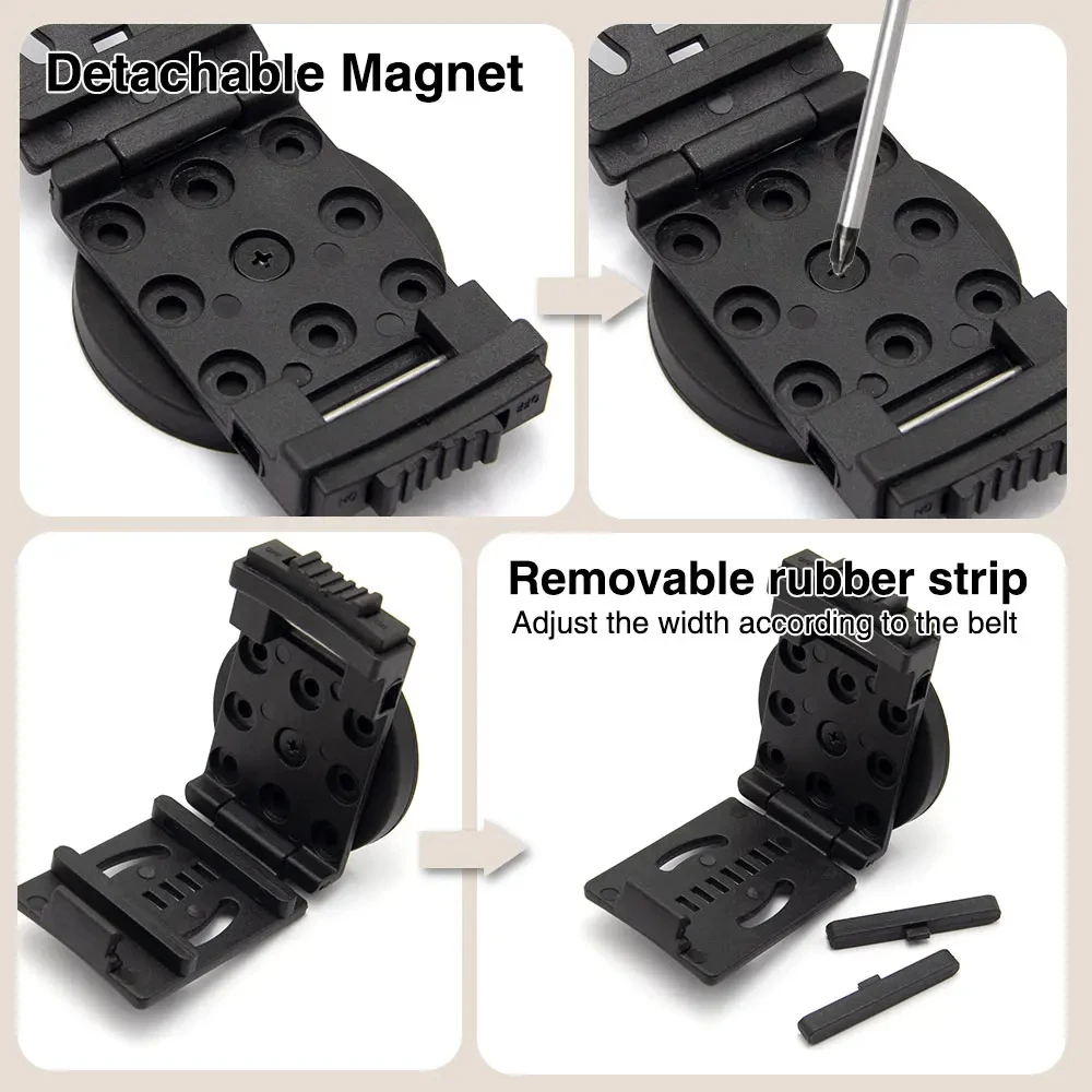 Adjustable Portable Rubber Bag with Magnetic Round Disc Belt Buckle Suction Cup Screw Hardware Hand Tool Accessories