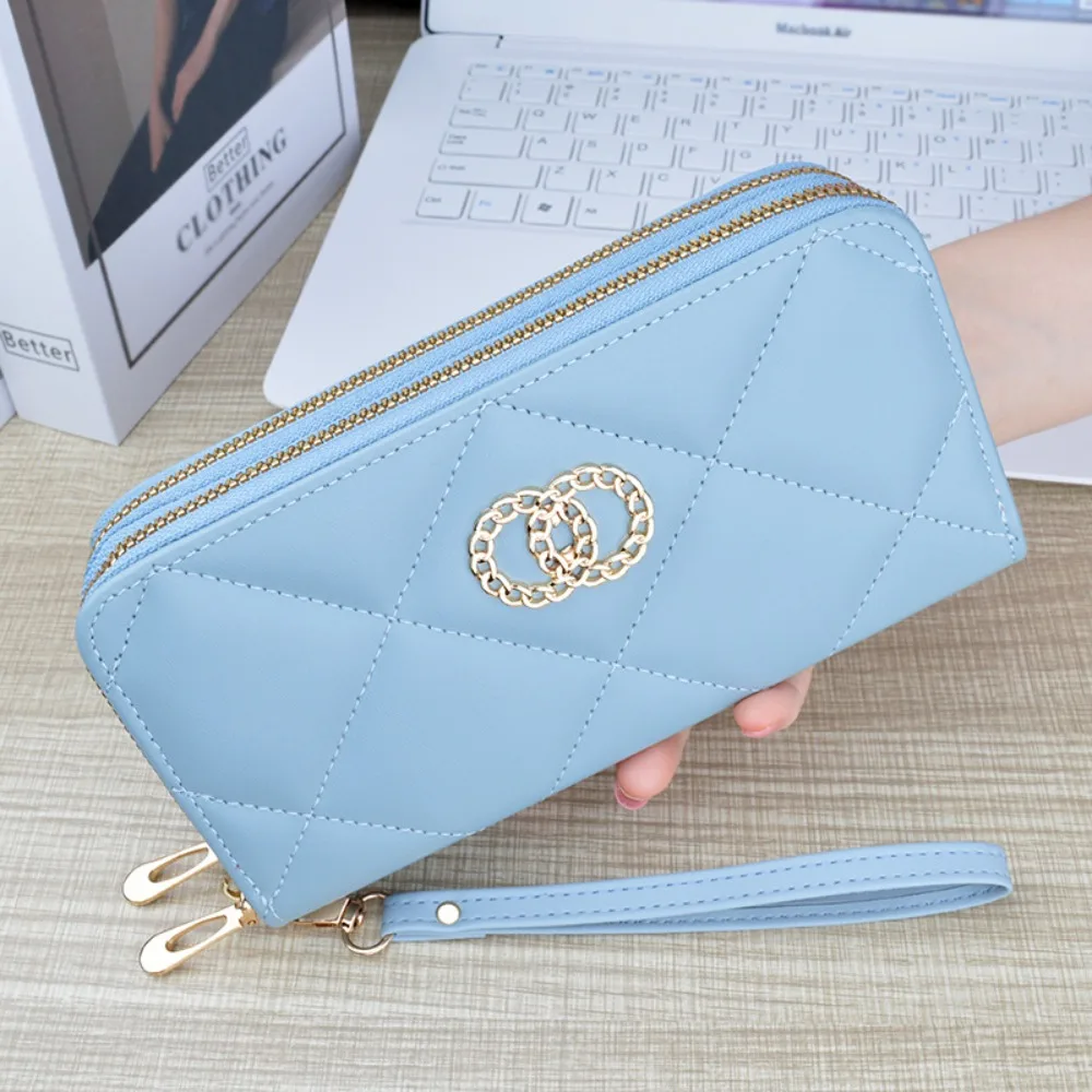 Fashion PU Leather Long Women Wallet Double Zipper Multipurpose Fashion Handbag Large Capacity Clutch Bag Women