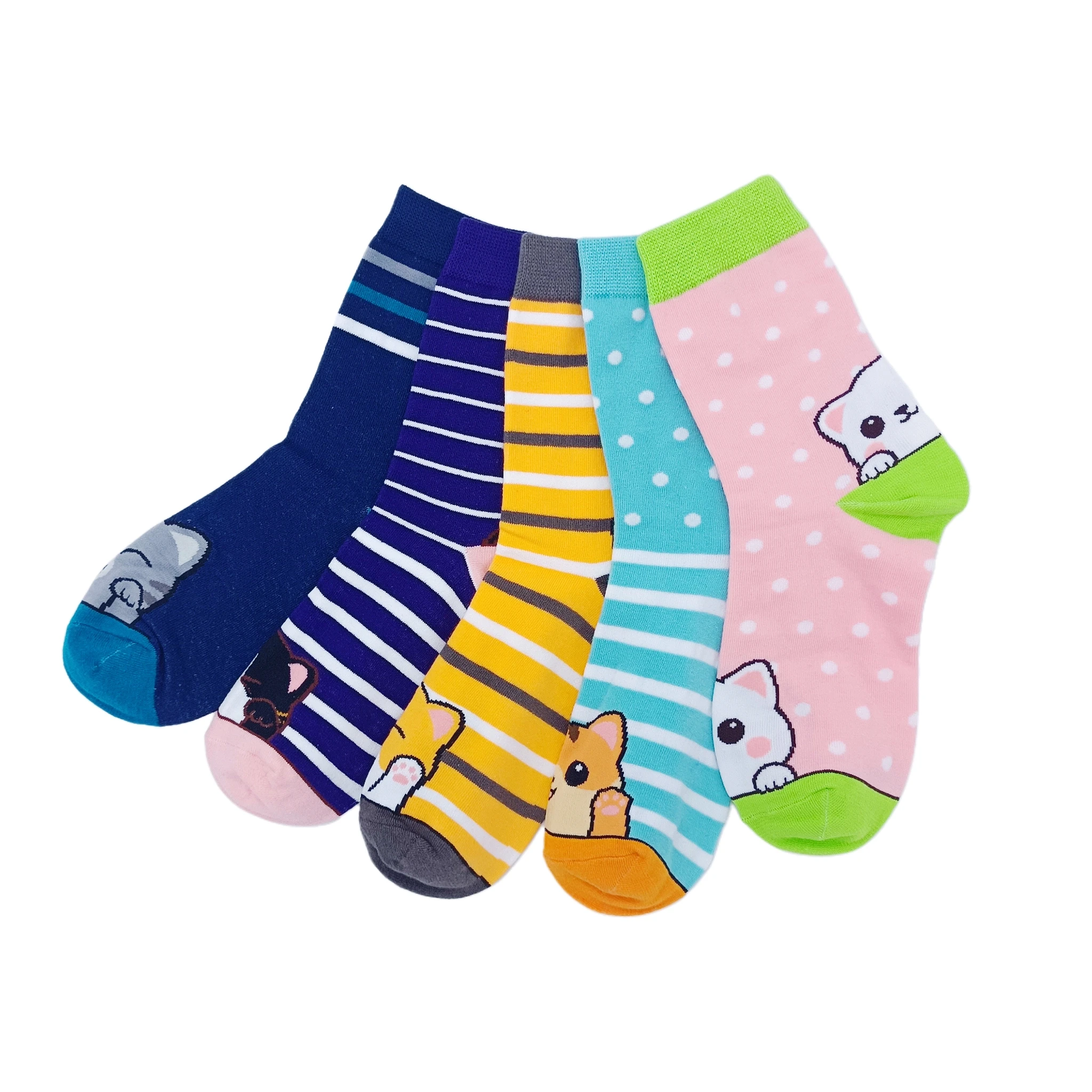 5 pairs of dirt-resistant autumn and winter cotton socks socks summer thin middle tube socks pure cotton boys girls middle and l