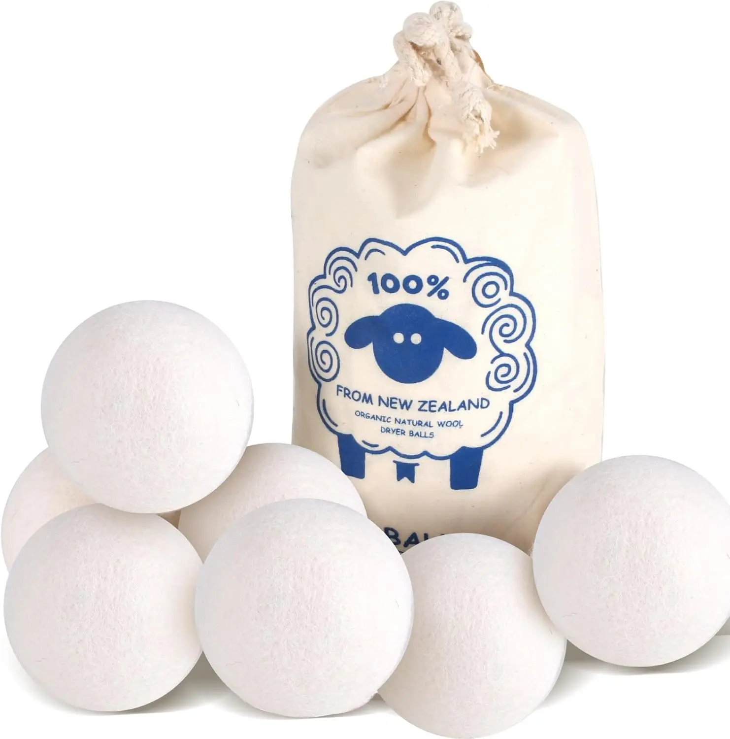 

Набор из 6 шариков для сушки из натуральной шерсти, многоразовый кондиционер для белья, уменьшает морщины и время сушки