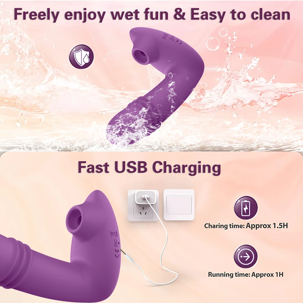 Vibrador de succión usable con carga USB para mujer, estimulador de clítoris y Vagina, consolador telescópico con Control remoto, Juguetes sexuales