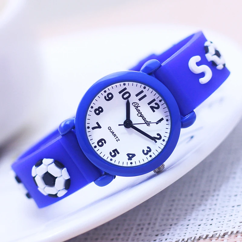 new fashion cool children boys girls football soccer watches kids little students silicone soft strap cartoon sports watches