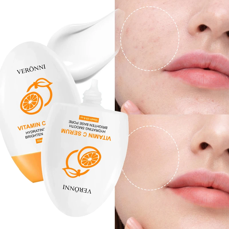 Crème de base hydratante pour le visage à base de vitamine C pour raffermir le maquillage, longue tenue, améliorer la texture du visage, pores invisibles