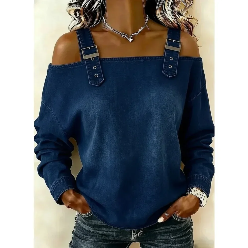 Women Off-Shoulder Bardot Top Long Sleeve Slim Fit Solid Soft Breathable Flattering Daily Casual Party Comfy New