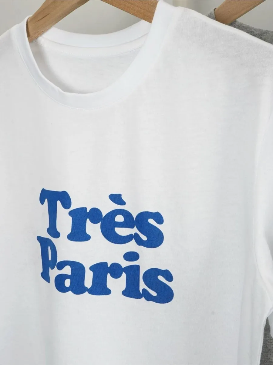 French Letters Printed T-shirt Round Neck Short Sleeve All-match Chic Tees Tops Summer Clothing 2024 New Casual Fashion T-shirts image 4