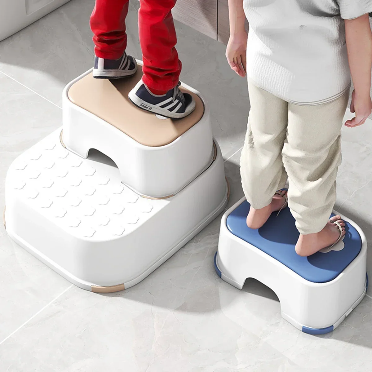 

Double up Step Stool for Kids, Anti-Slip Sturdy Toddler Two Step Stool for Toilet Potty Training, Bathroom, Bedroom Kitchen,