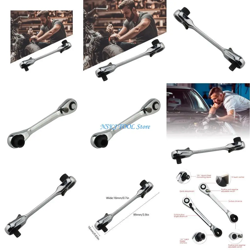 

L8RC 1/4inch Double Ended Quick Socket Ratchet Wrench Socket Screwdriver Bit Driver