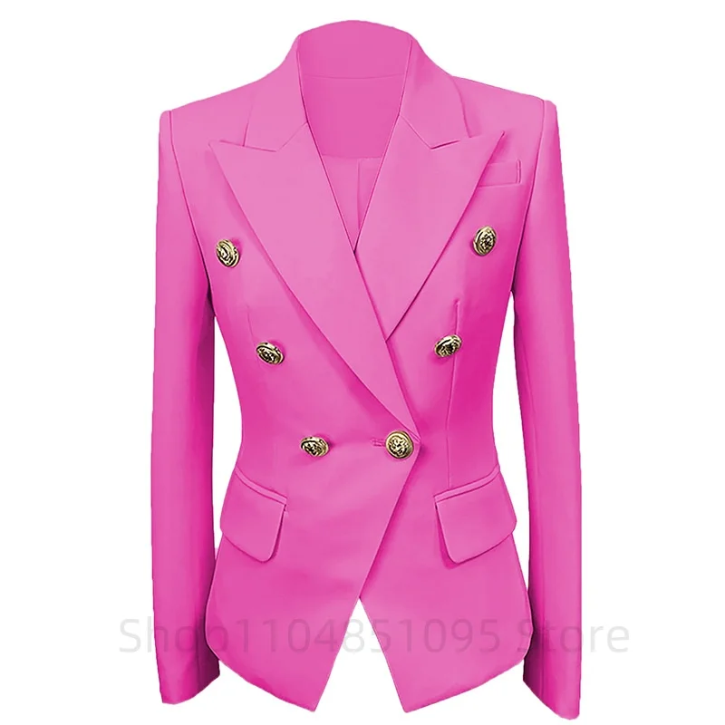 المرأة مكتب سيدة بدوره إلى أسفل طوق السترة معطف خمر أزرار الذهب الموضة طويلة الأكمام السيدات ملابس خارجية بلوزات أنيقة للحزب #3