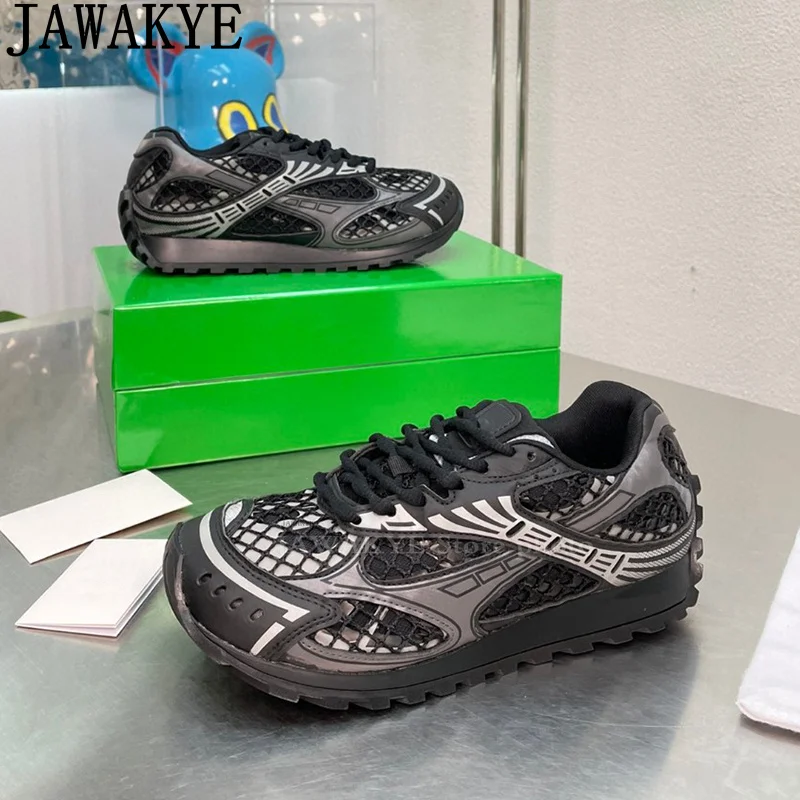 Znane marki trampki płaskie buty damskie siatkowe oddychające dorywczo sznurowane płaskie buty unisex Plus rozmiar komfortowe buty do biegania męskie