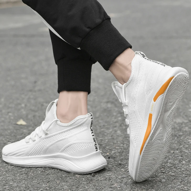 White Sneakers Men Height Increase Insoles 6cm Adjustable Lifts Casual Shoes Fashion