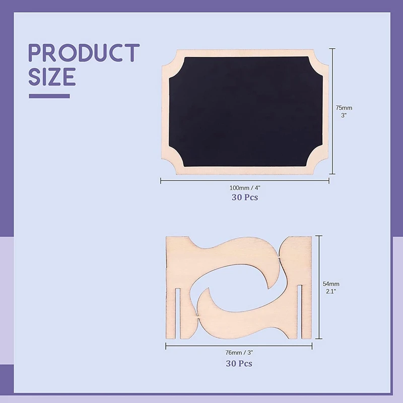 60Pcs Mini Chalkboard Sign Food Labels For Party Buffet, Wooden Small Chalk Board Signs (Rectangle Notch )