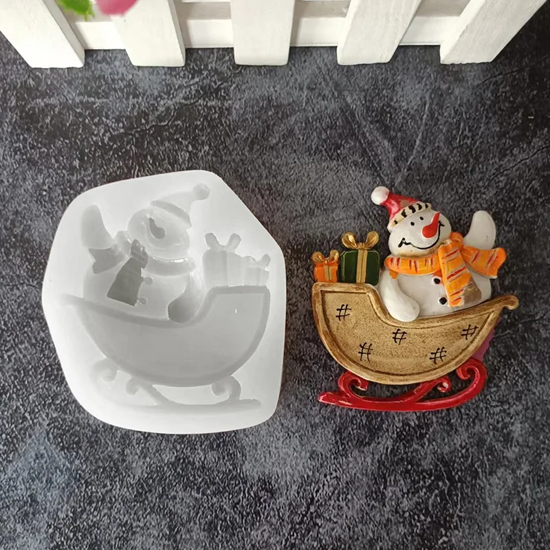 Mirosie Christmas Snowman Santa Claus Trojan Horse Fondant Mold Cake Chocolate Decoration Silicone Mold Cake Decorating Tools