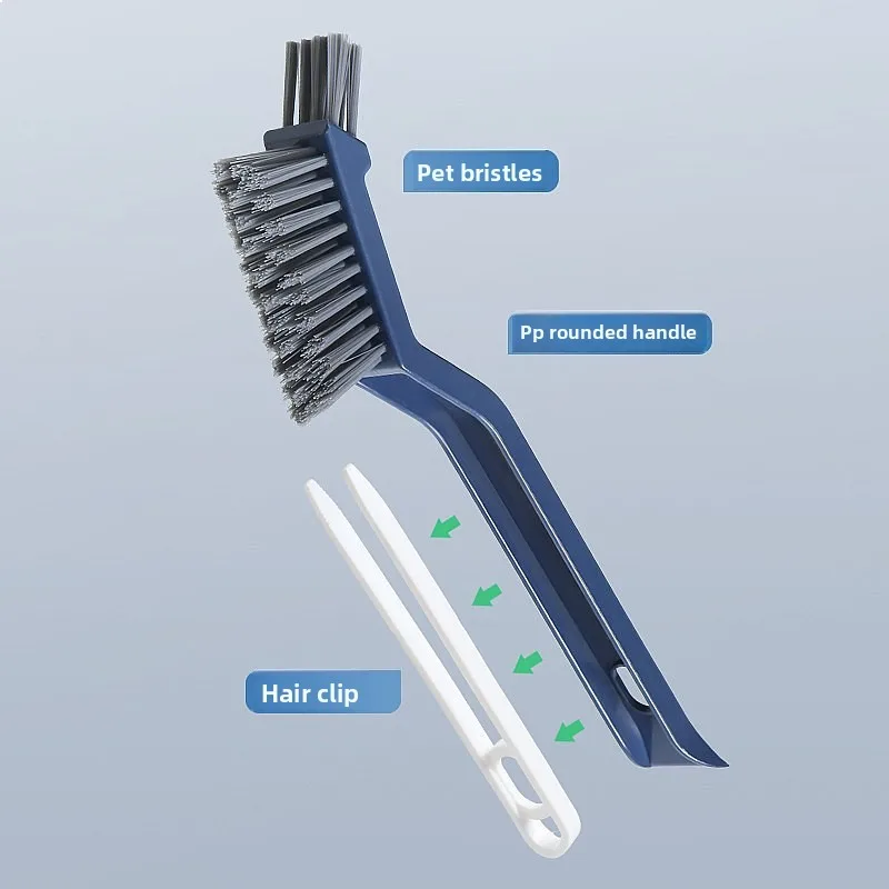 3 in 1 Crevice Cleaning Brush Set Hard Bristle with Clip for Bathroom Sink Window Groove