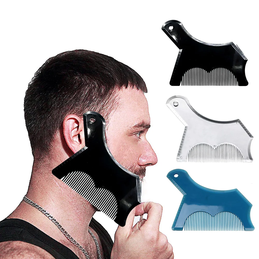 Men's Beard Template All-in-One Multifunctional Beard Styling Comb Creative Beard Stencil Shaping Tools for Groomed Facial Hair