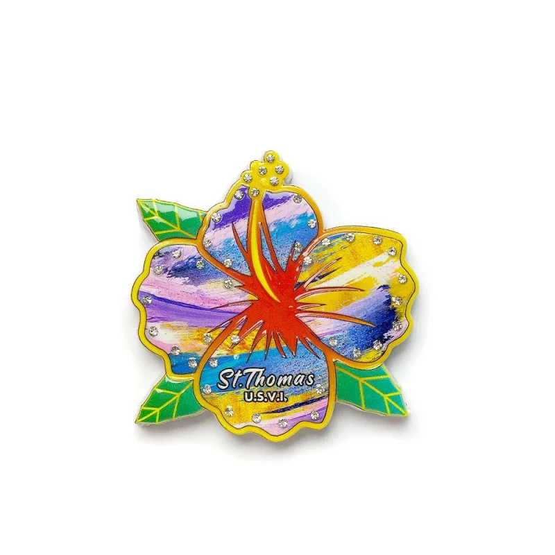 

Virgin Islands Unique Design Hibiscus Flower Shape Travel Souvenir Magnetic Refrigerator Magnet