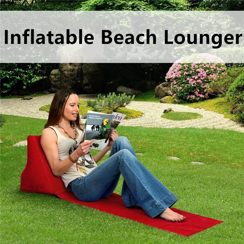 Inflatable Beach Lounger Foldable Soft Inflatable Beach Mat Festival Camping Leisure Lounger Back Pillow Cushion Chair Seat Air