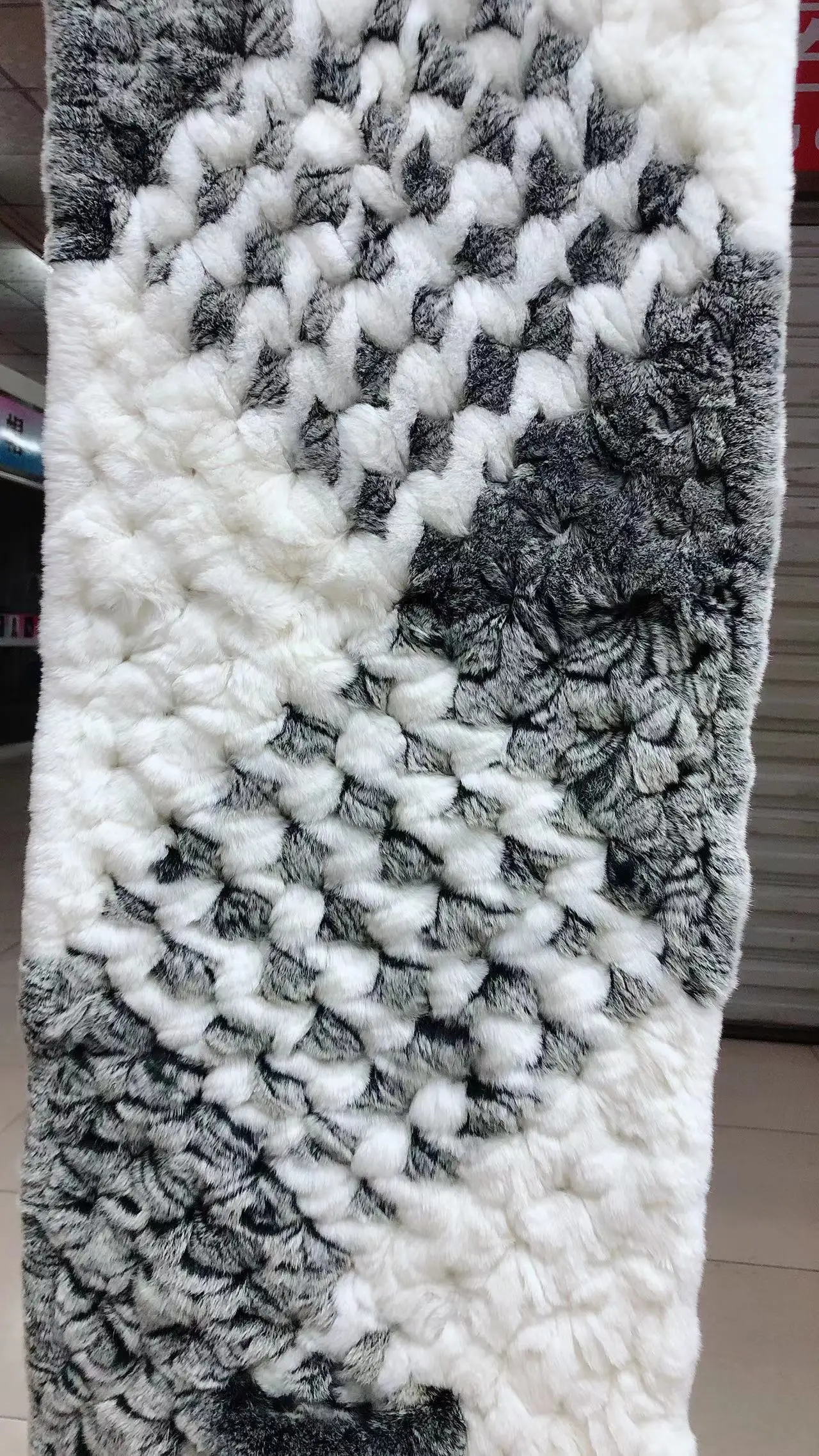 190*36cm Winter Gestrickte Echt Rex Kaninchen Fell Schal mit Tasche Breite Frauen Natürliche Kaninchen Fell Quaste Schal warm Langen Fell Schals – Detail 18