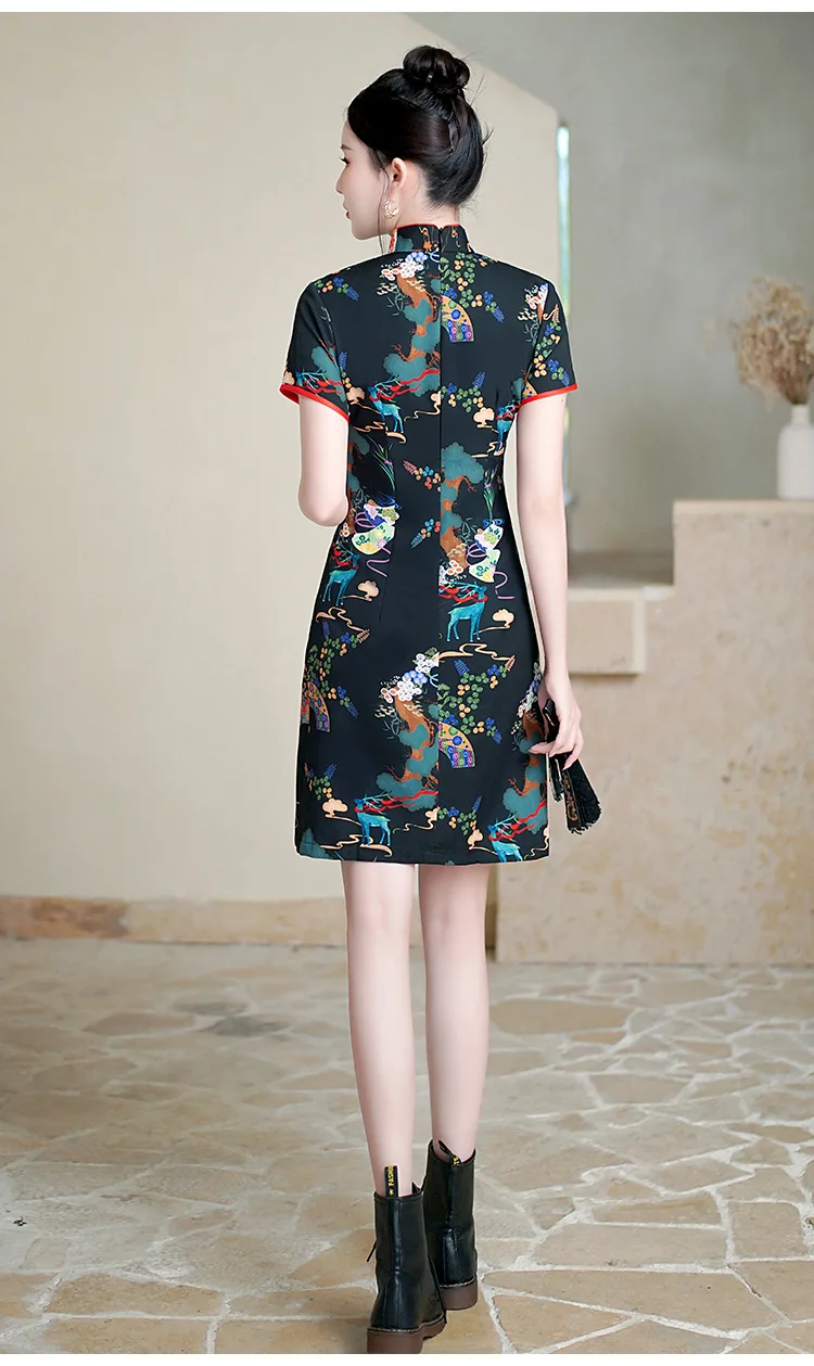 Chinese Dress for Girls Cheongsam A-line Dress Women Qipao Traditional Chinese Improved Cheongsam