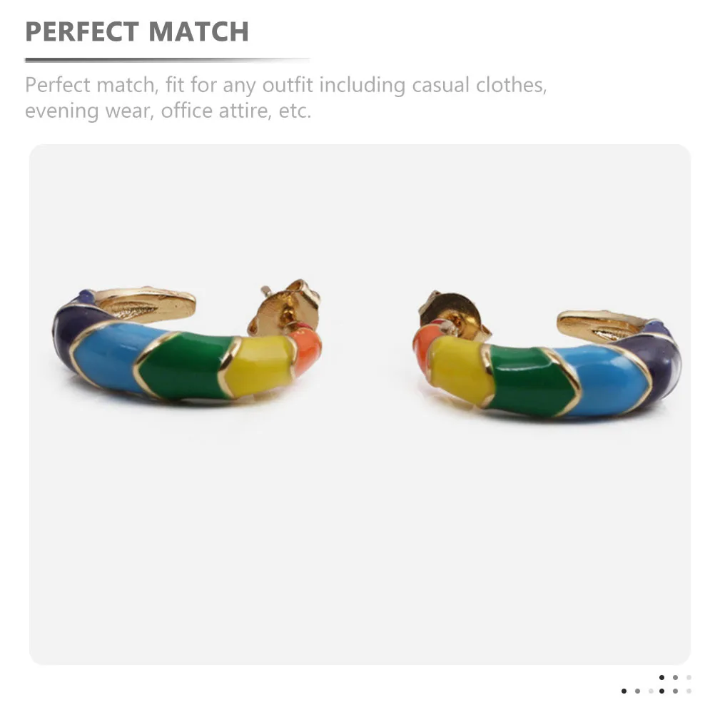 

1Pair Bohemia Earrings Rainbow Stud Earrings for Women Casual Office Party Christmas Birthday Anniversary Gift