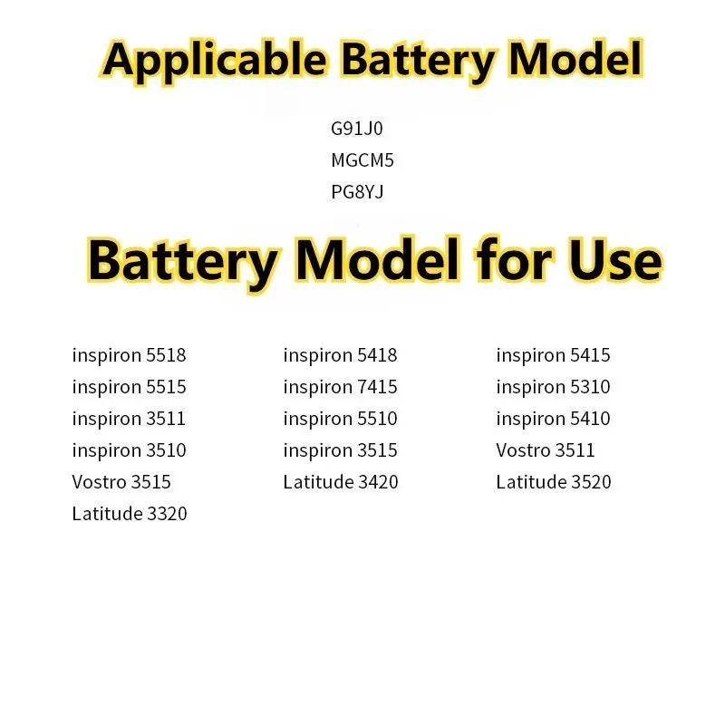 V6W33 54Wh G91J0 41Wh بطارية الكمبيوتر المحمول لديل انسبايرون 3510 3511 5510 5515 5310 5415 5418 3515 5410 2-in-1 7415 2-in-1 سلسلة