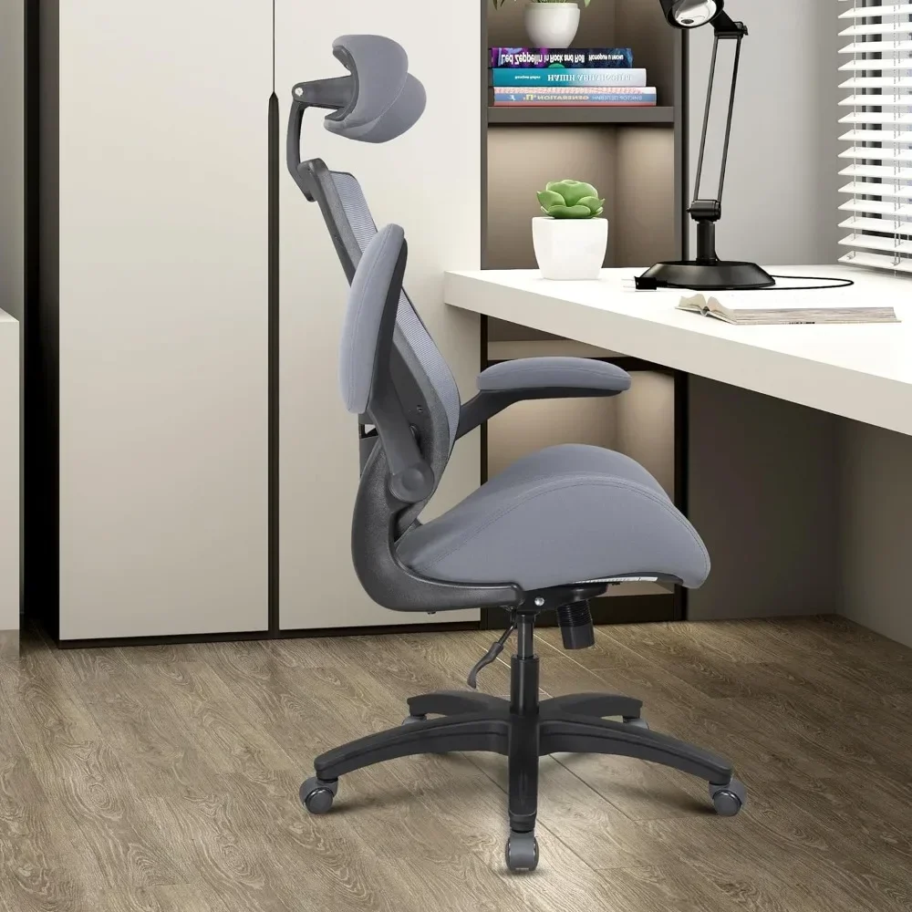 

Ergonomic Mesh Office Chair, High Back Desk Chair-Adjustable Headrest with Flip-Up Arms Tilt Function Freight Free