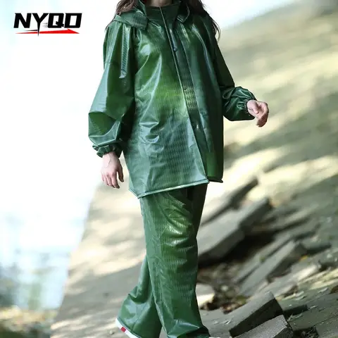 Reflective Split Motorcycle Rain Suit Stormproof Waterproof Heavy Duty Full Body Rain Jacket Pants Outdoor Riding Biker Gear