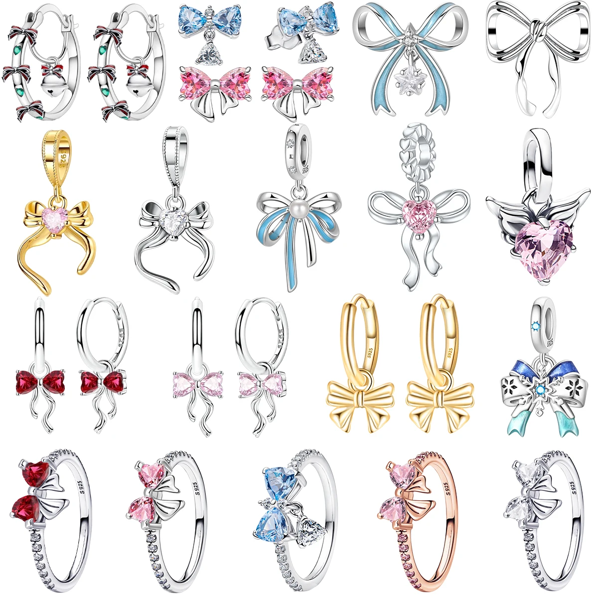 

Оригинальные подвески из стерлингового серебра 925 пробы, красочный комплект с бантом, серьги, кольца, бусины, кулон для женщин, браслеты, ожерелья, ювелирные изделия своими руками, подарок