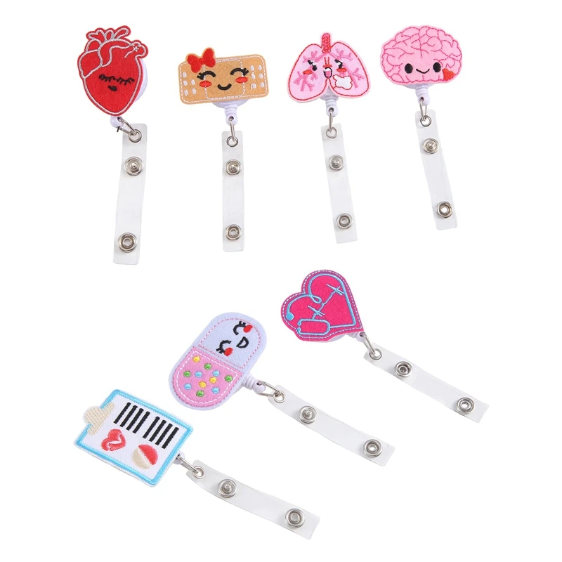 8 ชิ้น Felt Retractable Badge Reels,ธีมผู้ถือป้ายของขวัญสําหรับคริสต์มาสวันขอบคุณพระเจ้าโรงเรียนพยาบาลนักเรียนติดตั้งง่าย