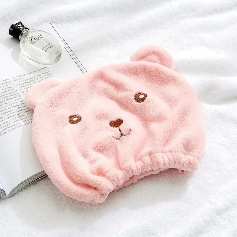 

1pcs Cute Bear Microfiber Hair Quickly Dry Towel Microfibre After Shower Towel Quick Dry Hat Cap Head Bathing Tools
