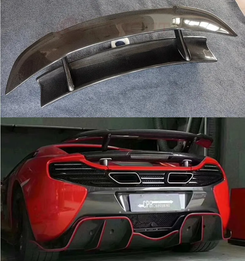 

For The McLaren MP4 12C P1 2013-2014 Real Carbon Fiber Rear Trunk Wing Roof Top Spoiler Body Kit