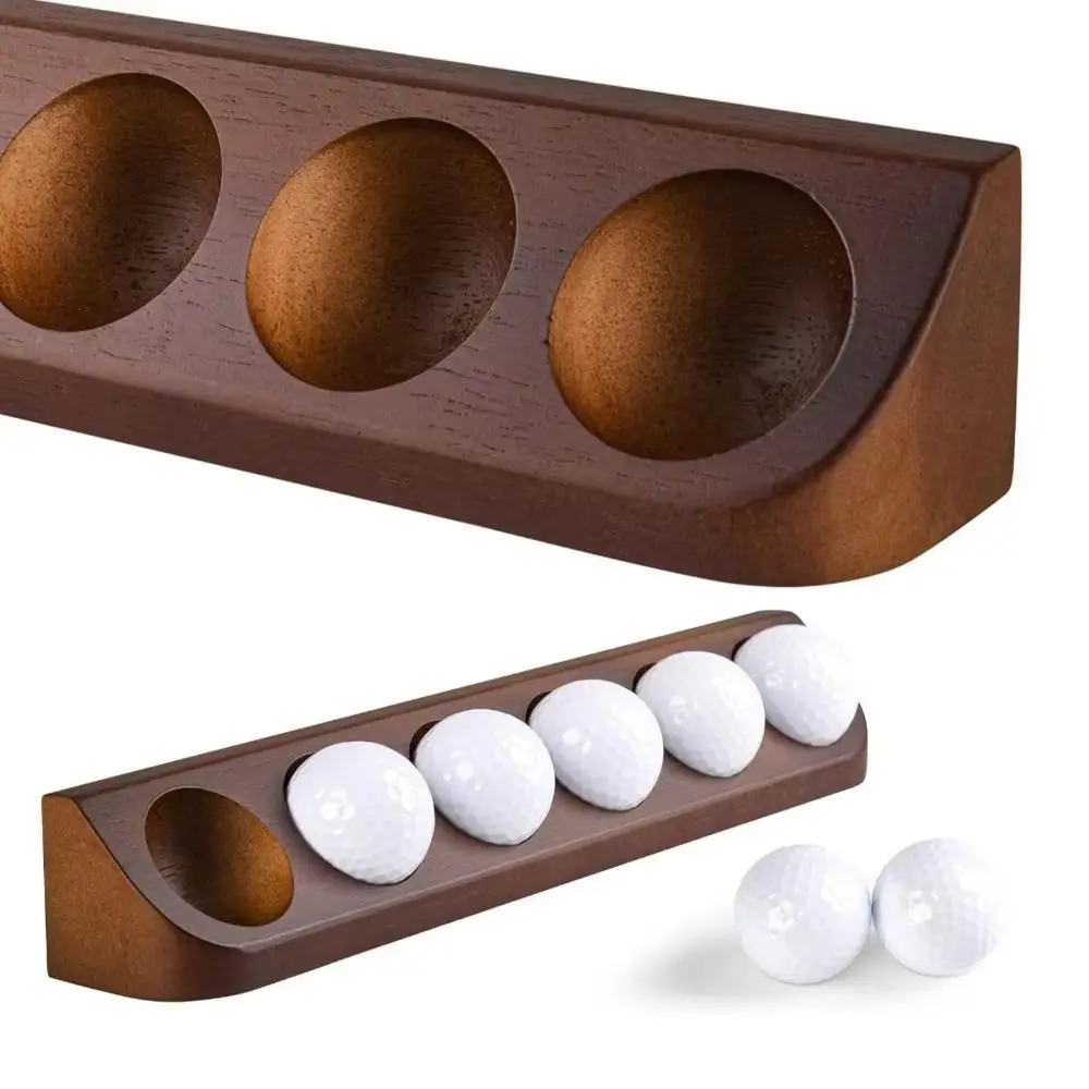 Wooden Golf Ball Display Case 6 Standard Size With Screws Golf Ball Stand Holder Wall Mount Polished Surface Golf Storage Rack