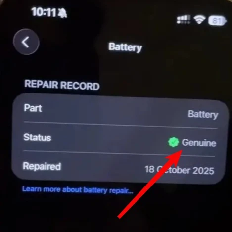 Batería de Autodiagnóstico de Alta Capacidad, 100% salud, muestra pieza 'Genuina', 0 ciclos, para iPhone 12-15 2